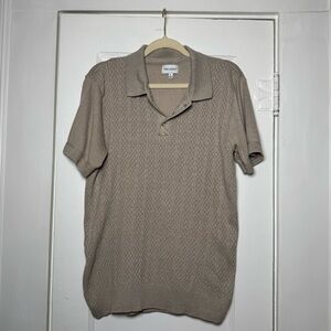 Precedent Taupe Short Sleeve Knit Polo Business Casual Large